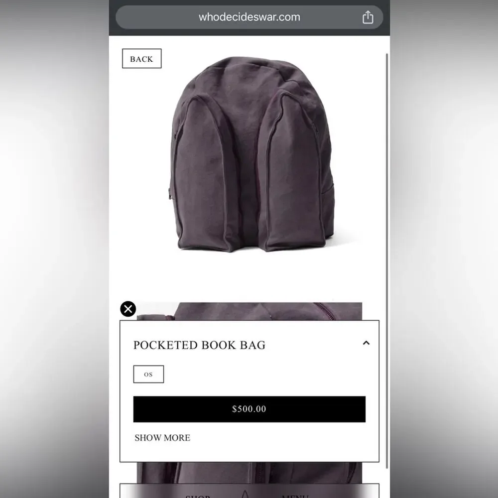 Who decides war pocketed book bag sample